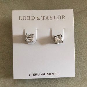 Sterling silver square cubic zirconium earrings